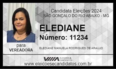 Candidato LEIDY ARAÚJO 2024 - SÃO GONÇALO DO RIO ABAIXO - Eleições