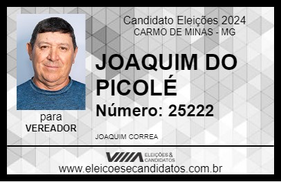 Candidato JOAQUIM DO PICOLÉ 2024 - CARMO DE MINAS - Eleições