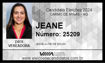 Candidato JEANE 2024 - CARMO DE MINAS - Eleições