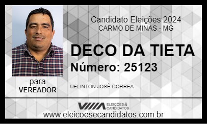 Candidato DECO DA TIETA 2024 - CARMO DE MINAS - Eleições