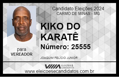 Candidato KIKO DO KARATÊ 2024 - CARMO DE MINAS - Eleições