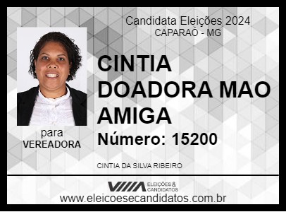 Candidato CINTIA DOADORA MAO AMIGA 2024 - CAPARAÓ - Eleições