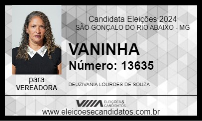 Candidato VANINHA 2024 - SÃO GONÇALO DO RIO ABAIXO - Eleições