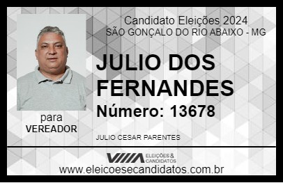 Candidato JULIO DOS FERNANDES 2024 - SÃO GONÇALO DO RIO ABAIXO - Eleições