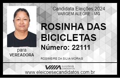 Candidato ROSINHA DAS BICICLETAS 2024 - VARGEM ALEGRE - Eleições