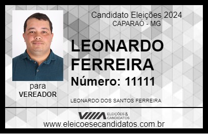 Candidato LEONARDO FERREIRA 2024 - CAPARAÓ - Eleições