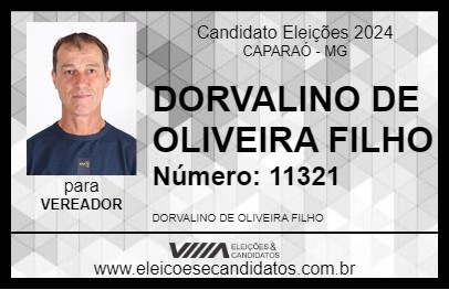 Candidato DORVALINO DE OLIVEIRA FILHO 2024 - CAPARAÓ - Eleições