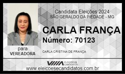 Candidato CARLA FRANÇA 2024 - SÃO GERALDO DA PIEDADE - Eleições