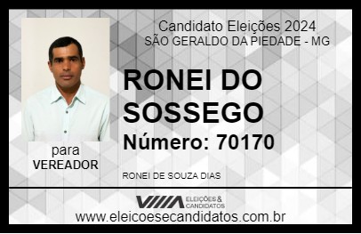 Candidato RONEI DO SOSSEGO 2024 - SÃO GERALDO DA PIEDADE - Eleições