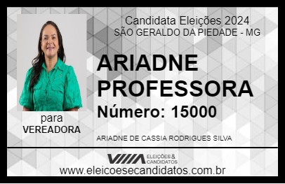 Candidato ARIADNE PROFESSORA 2024 - SÃO GERALDO DA PIEDADE - Eleições