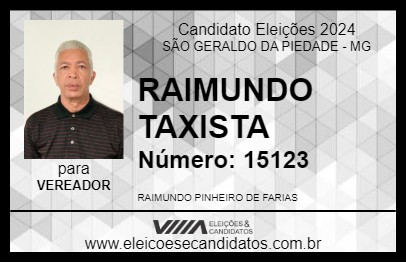 Candidato RAIMUNDO TAXISTA 2024 - SÃO GERALDO DA PIEDADE - Eleições