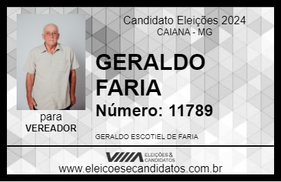 Candidato GERALDO FARIA 2024 - CAIANA - Eleições