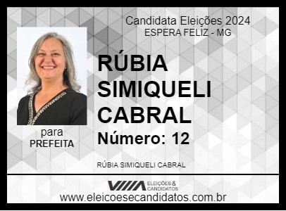 Candidato RÚBIA SIMIQUELI CABRAL 2024 - ESPERA FELIZ - Eleições