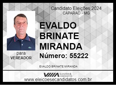 Candidato EVALDO BRINATE MIRANDA 2024 - CAPARAÓ - Eleições