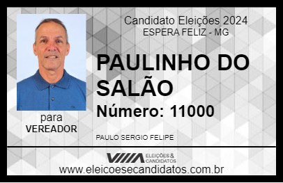 Candidato PAULINHO DO SALÃO 2024 - ESPERA FELIZ - Eleições