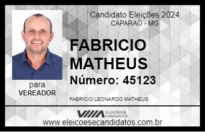 Candidato FABRICIO MATHEUS 2024 - CAPARAÓ - Eleições