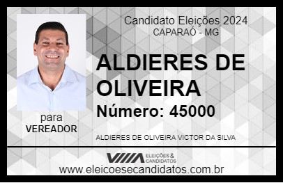 Candidato ALDIERES DE OLIVEIRA 2024 - CAPARAÓ - Eleições