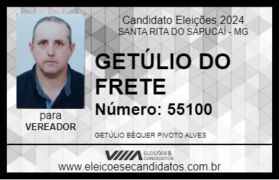 Candidato GETÚLIO DO FRETE 2024 - SANTA RITA DO SAPUCAÍ - Eleições