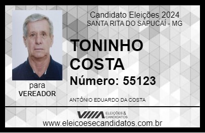 Candidato TONINHO COSTA 2024 - SANTA RITA DO SAPUCAÍ - Eleições