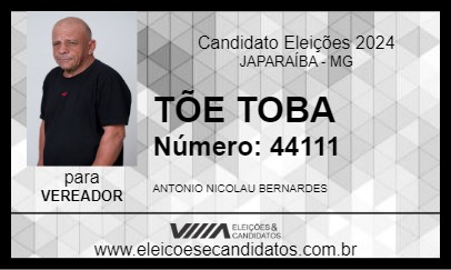 Candidato TÕE TOBA 2024 - JAPARAÍBA - Eleições