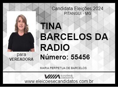 Candidato TINA BARCELOS DA RADIO 2024 - PITANGUI - Eleições