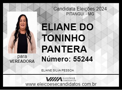 Candidato ELIANE DO TONINHO PANTERA 2024 - PITANGUI - Eleições