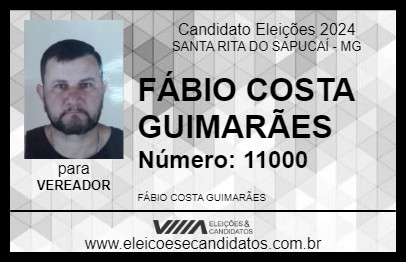 Candidato FÁBIO COSTA GUIMARÃES 2024 - SANTA RITA DO SAPUCAÍ - Eleições