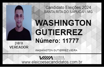 Candidato WASHINGTON GUTIERREZ 2024 - SANTA RITA DO SAPUCAÍ - Eleições