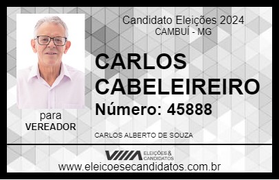 Candidato CARLOS CABELEIREIRO 2024 - CAMBUÍ - Eleições