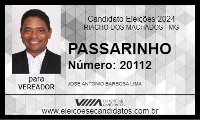 Candidato PASSARINHO  2024 - RIACHO DOS MACHADOS - Eleições