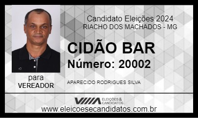 Candidato CIDÃO  BAR 2024 - RIACHO DOS MACHADOS - Eleições