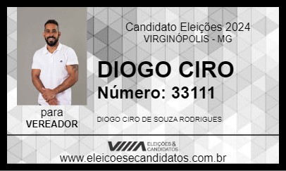 Candidato DIOGO CIRO 2024 - VIRGINÓPOLIS - Eleições