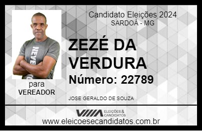 Candidato ZEZÉ DA VERDURA 2024 - SARDOÁ - Eleições