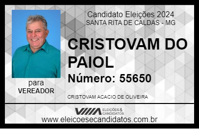 Candidato CRISTOVAM DO PAIOL 2024 - SANTA RITA DE CALDAS - Eleições