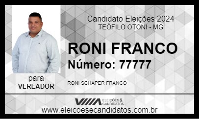 Candidato RONI FRANCO 2024 - TEÓFILO OTONI - Eleições