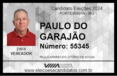 Candidato PAULO DO GARAJÃO 2024 - PORTEIRINHA - Eleições