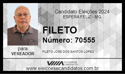 Candidato FILETO 2024 - ESPERA FELIZ - Eleições