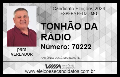 Candidato TONHÃO DA RÁDIO 2024 - ESPERA FELIZ - Eleições