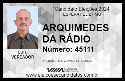 Candidato ARQUIMEDES DA RÁDIO 2024 - ESPERA FELIZ - Eleições