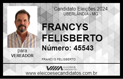 Candidato FRANCYS FELISBERTO 2024 - UBERLÂNDIA - Eleições