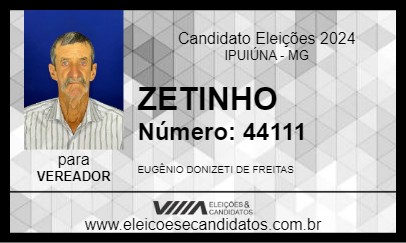 Candidato ZETINHO 2024 - IPUIÚNA - Eleições