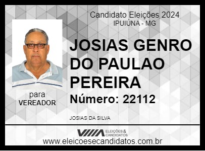 Candidato JOSIAS GENRO DO PAULAO PEREIRA 2024 - IPUIÚNA - Eleições