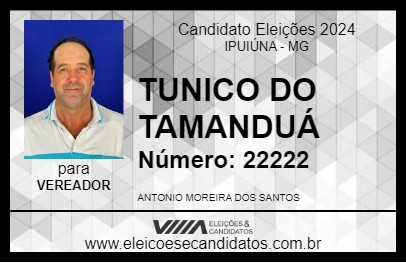 Candidato TUNICO DO TAMANDUÁ 2024 - IPUIÚNA - Eleições