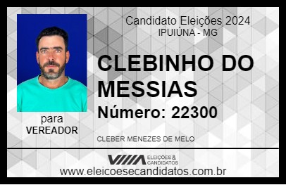 Candidato CLEBINHO DO MESSIAS 2024 - IPUIÚNA - Eleições