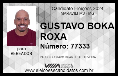 Candidato GUSTAVO BOKA ROXA 2024 - MARAVILHAS - Eleições