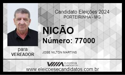 Candidato NICÃO 2024 - PORTEIRINHA - Eleições