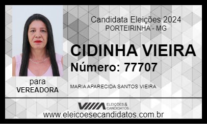 Candidato CIDINHA VIEIRA 2024 - PORTEIRINHA - Eleições