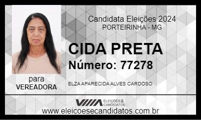 Candidato CIDA PRETA 2024 - PORTEIRINHA - Eleições