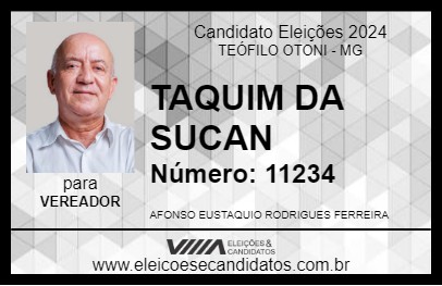 Candidato TAQUIM DA SUCAN 2024 - TEÓFILO OTONI - Eleições