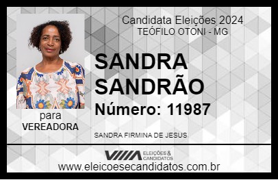 Candidato SANDRA SANDRÃO 2024 - TEÓFILO OTONI - Eleições